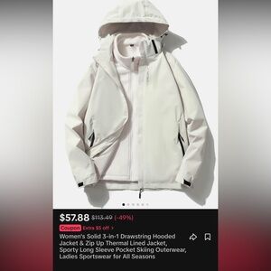 Woman 3 in 1 drawstring hooded jackets